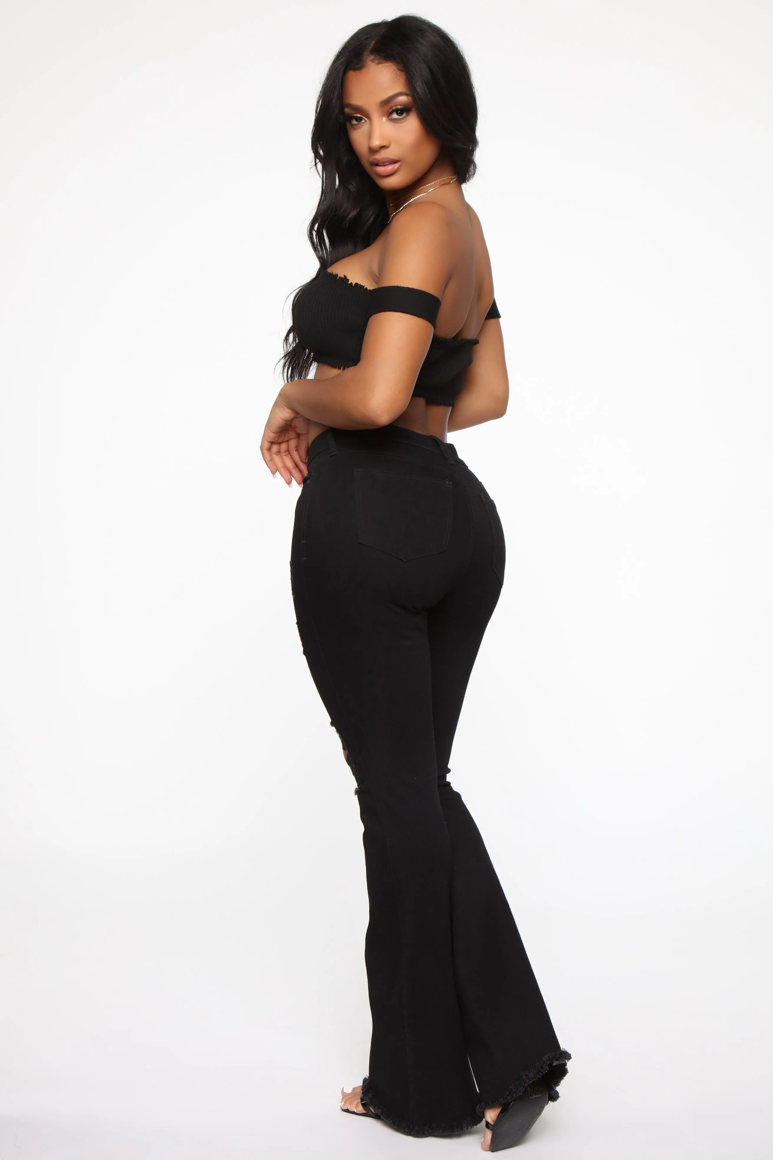 All Of The Lights Denim Flare Jeans - Black