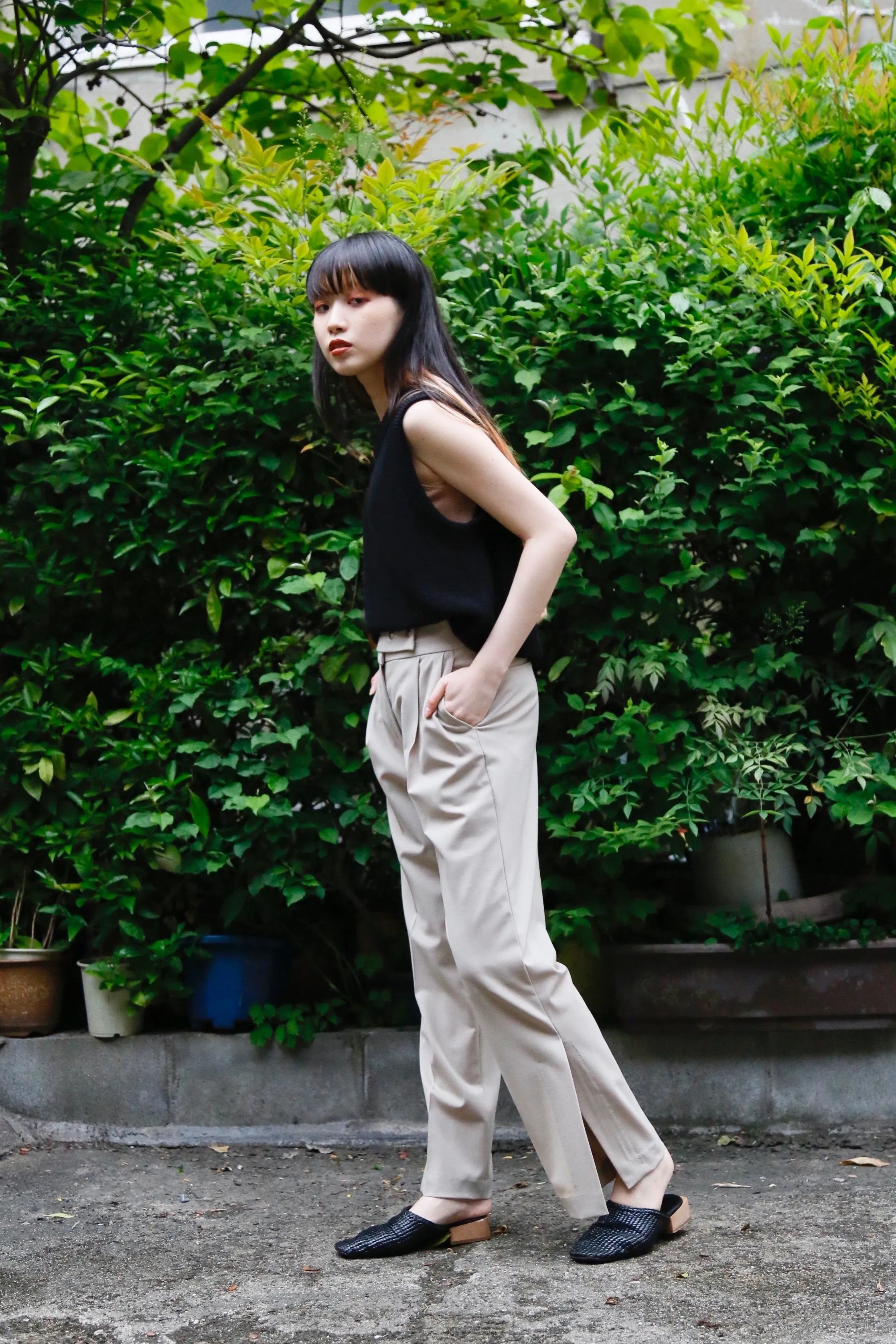 Button Slacks (GREIGE)