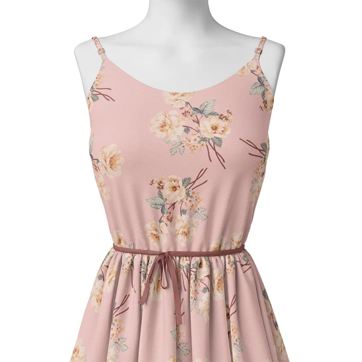 Camellia With Watusi Colour Digital Printed Fabric - Crepe