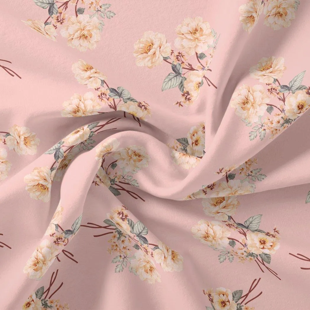 Camellia With Watusi Colour Digital Printed Fabric - Crepe