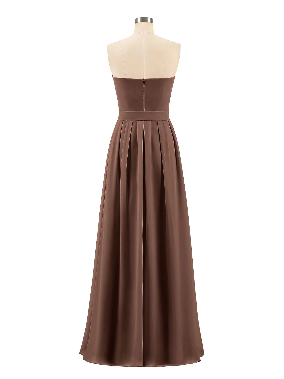 Chiffon Strapless Bridesmaid Gown with Sash-Chocolate Plus Size