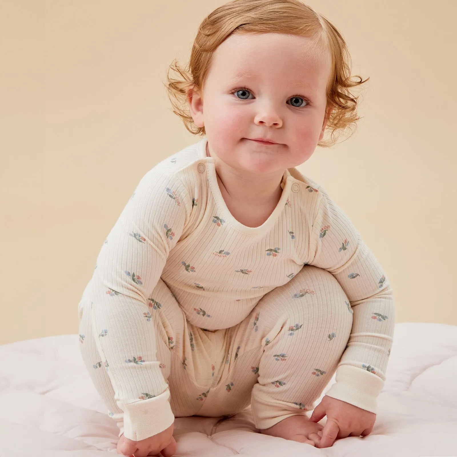 Floral Ribbed Pajama Set