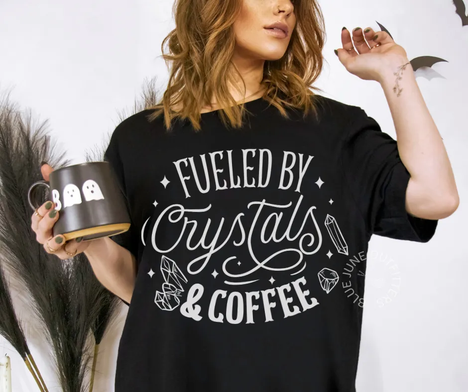 Fueled By Crystals & Coffee | Comfort Colors Tee