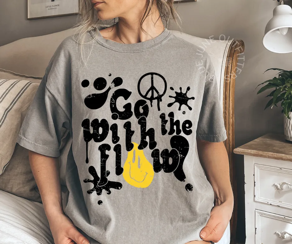 Go With The Flow | Retro Groovy Comfort Colors Tee
