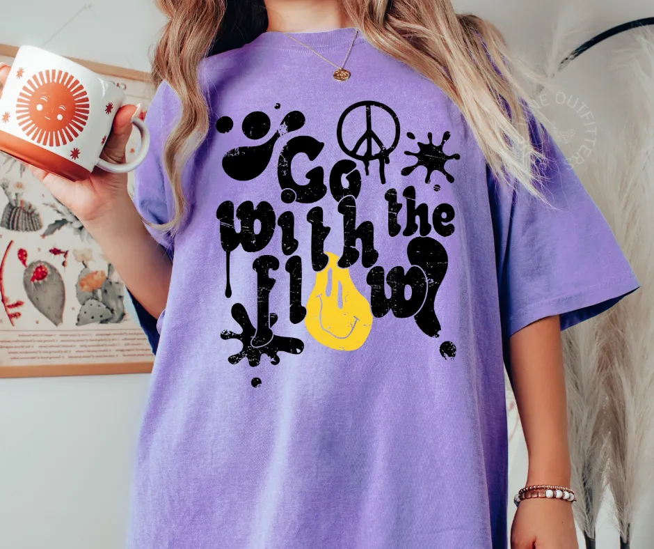 Go With The Flow | Retro Groovy Comfort Colors Tee