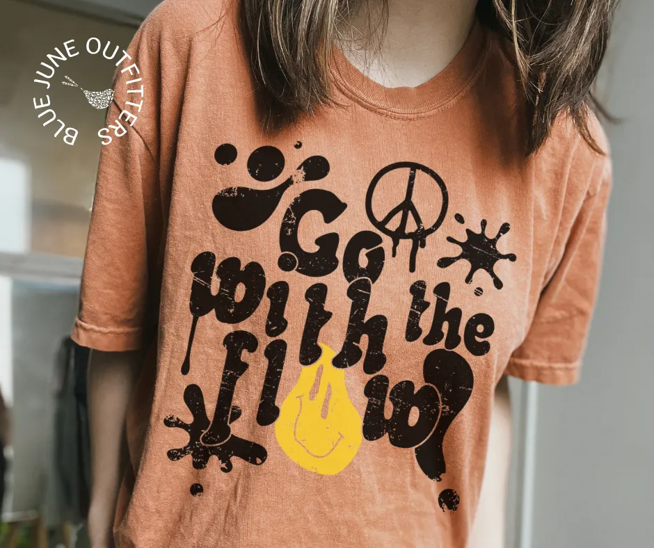 Go With The Flow | Retro Groovy Comfort Colors Tee