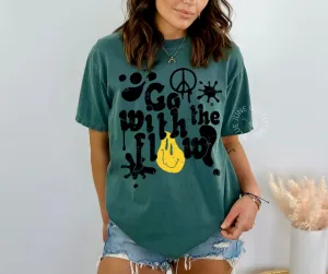Go With The Flow | Retro Groovy Comfort Colors Tee