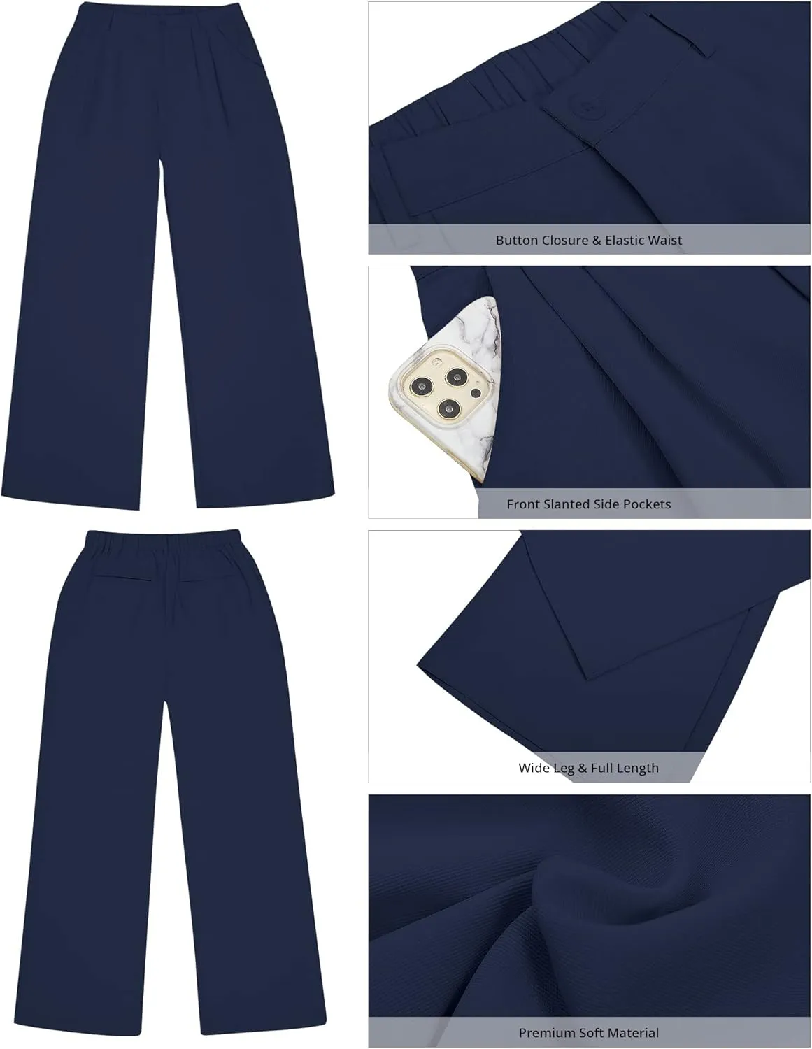 GRAPENT Wide Leg Pants for Women Work Business Casual High Waisted Dressy Pants Flowy Trousers Office