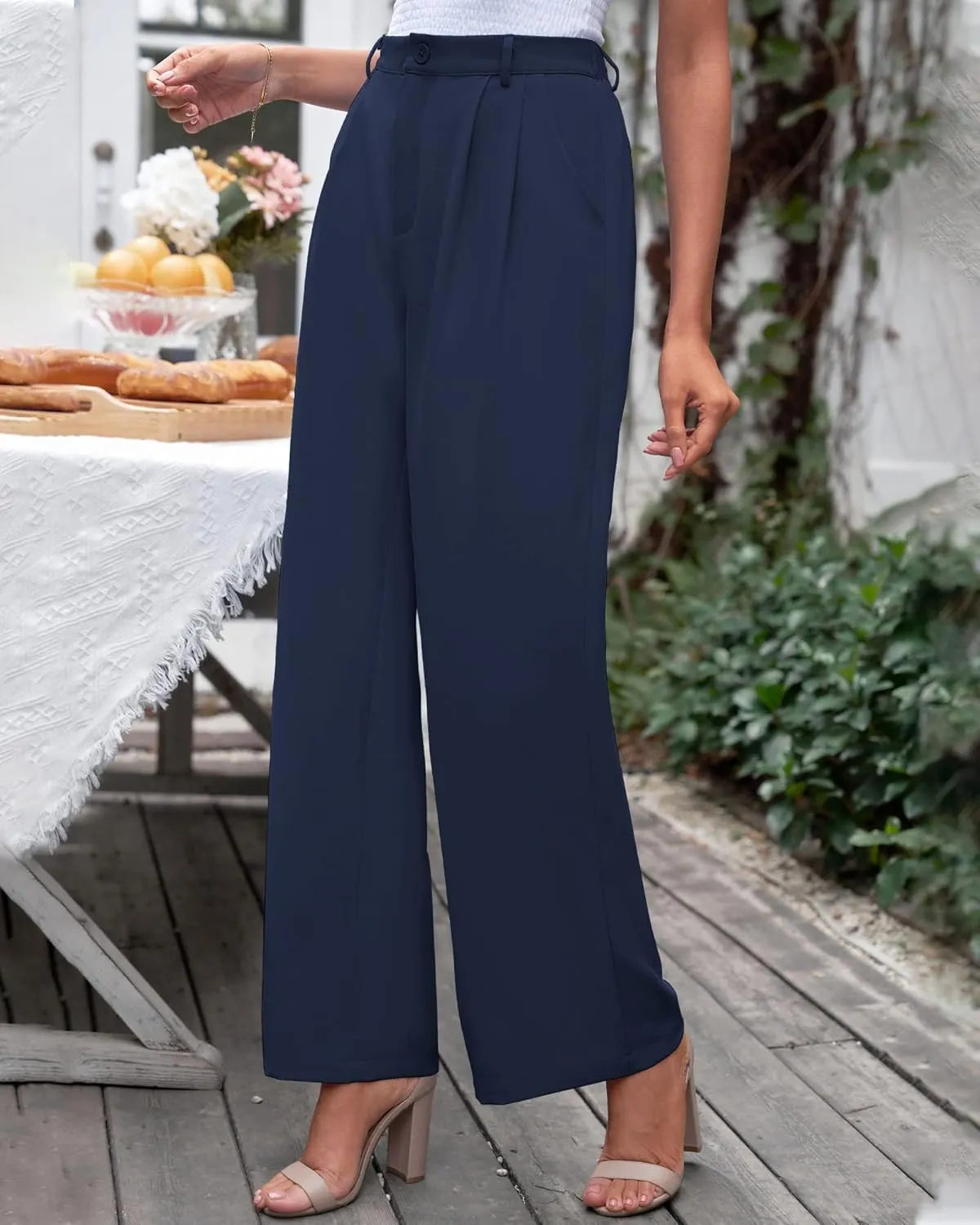 GRAPENT Wide Leg Pants for Women Work Business Casual High Waisted Dressy Pants Flowy Trousers Office