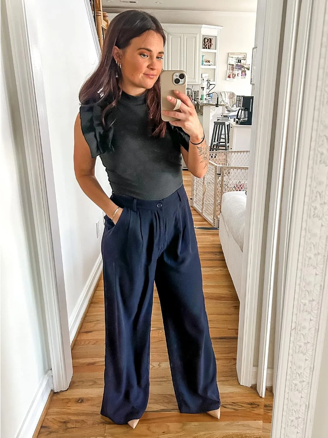 GRAPENT Wide Leg Pants for Women Work Business Casual High Waisted Dressy Pants Flowy Trousers Office
