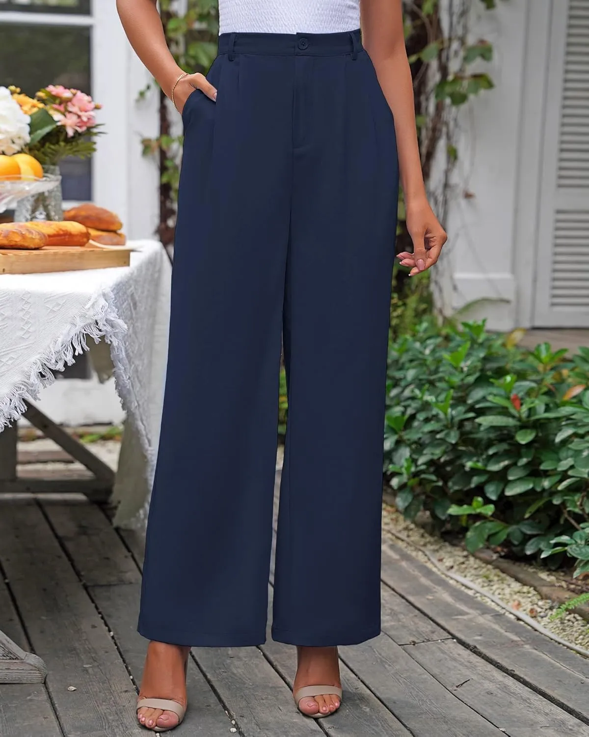GRAPENT Wide Leg Pants for Women Work Business Casual High Waisted Dressy Pants Flowy Trousers Office