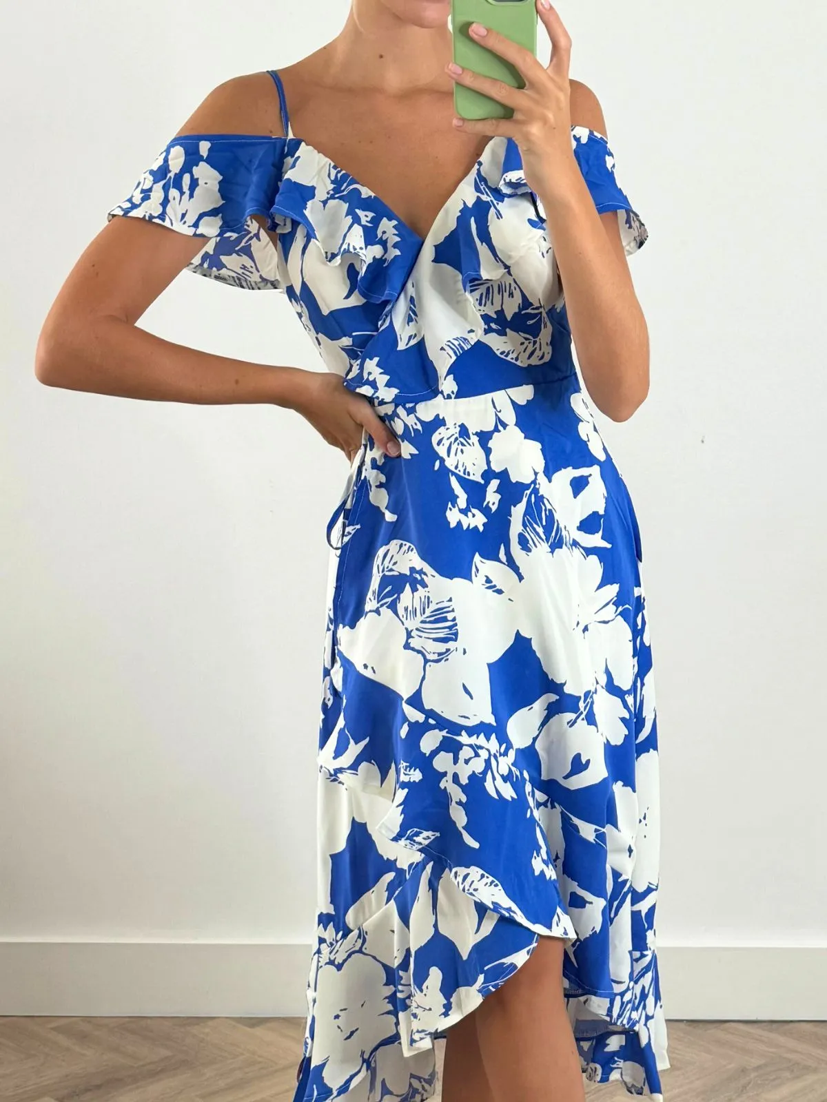 Harri Cold Shoulder Midi dress / Cobalt Floral