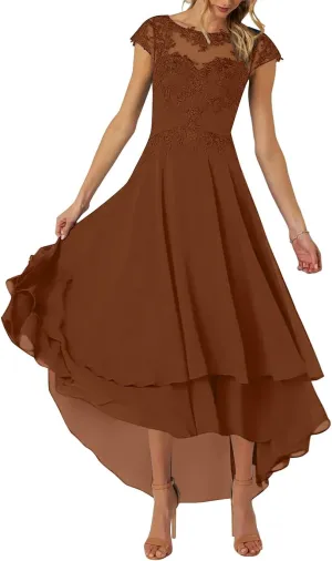 Lace Mother of The Bride Dresses Tea Length Formal Dress High Low Evening Gowns for Women