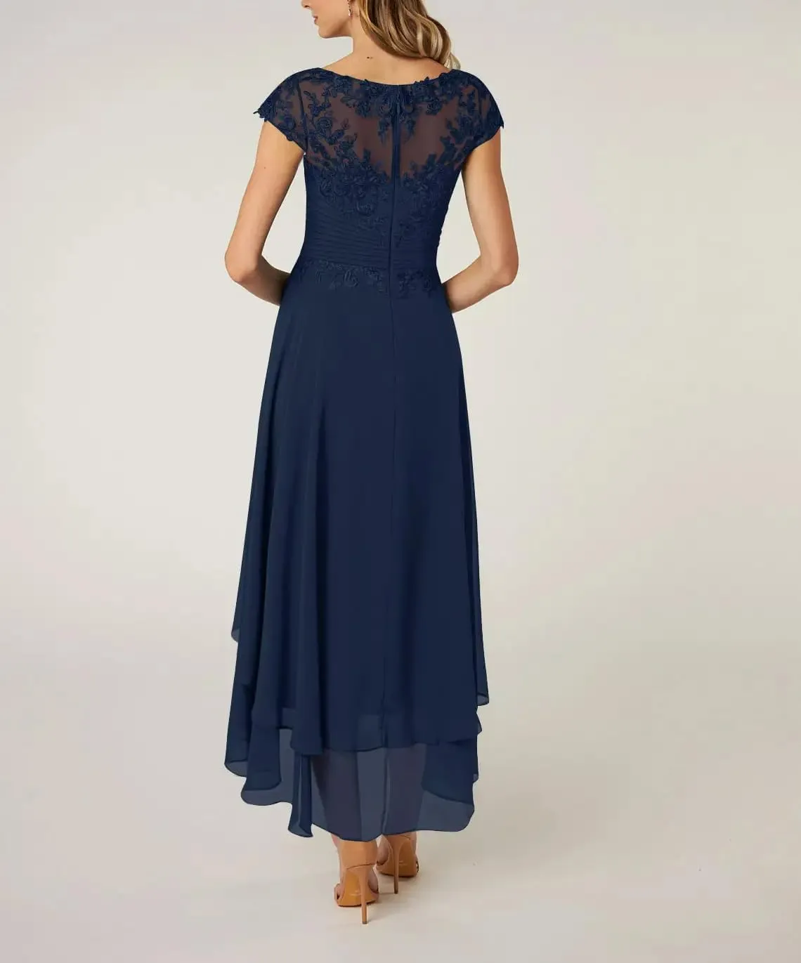 Lace Mother of The Bride Dresses Tea Length Formal Dress High Low Evening Gowns for Women