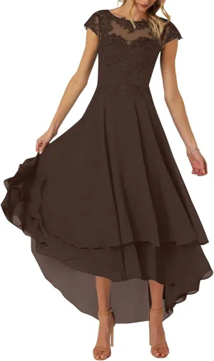 Lace Mother of The Bride Dresses Tea Length Formal Dress High Low Evening Gowns for Women