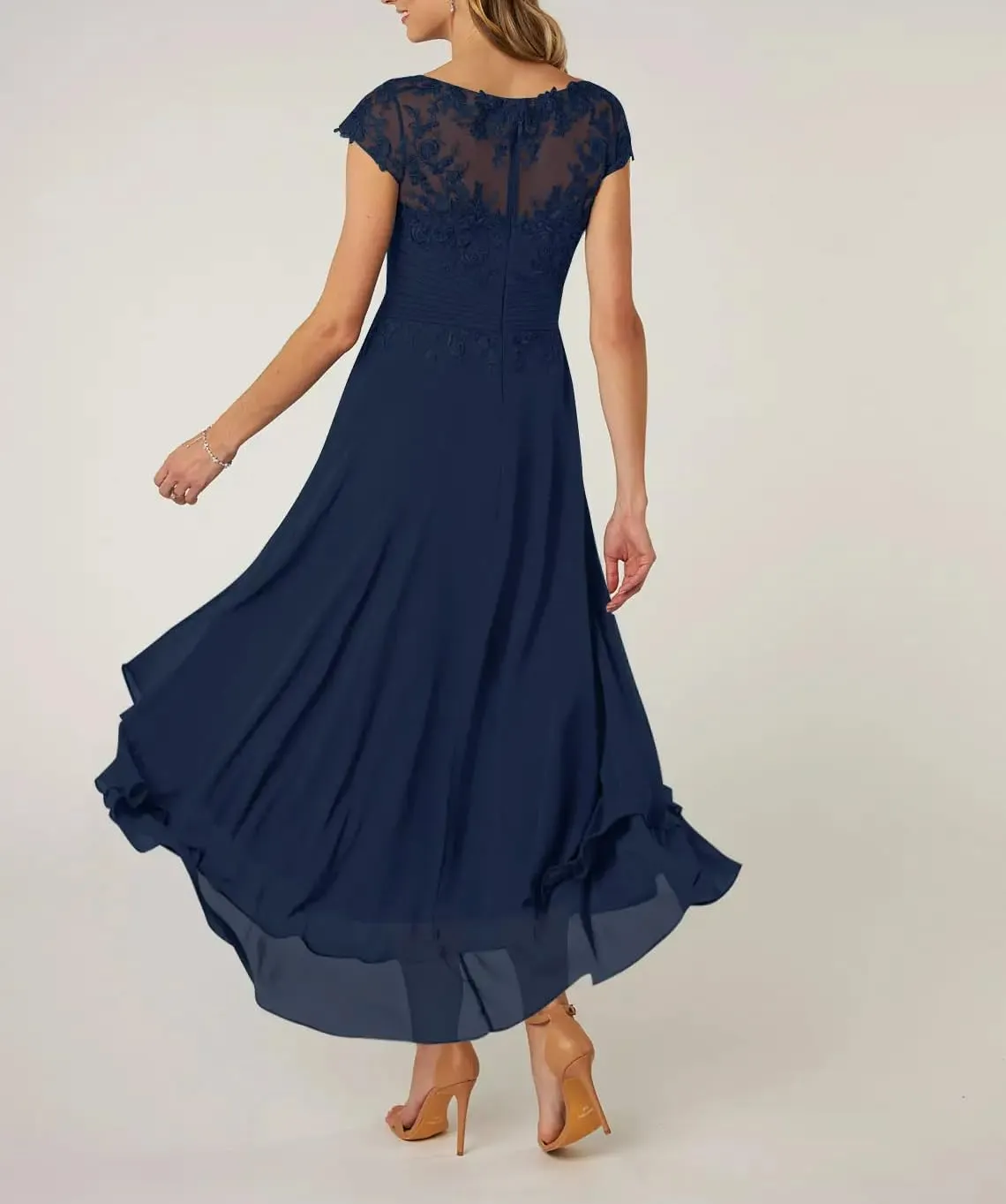 Lace Mother of The Bride Dresses Tea Length Formal Dress High Low Evening Gowns for Women
