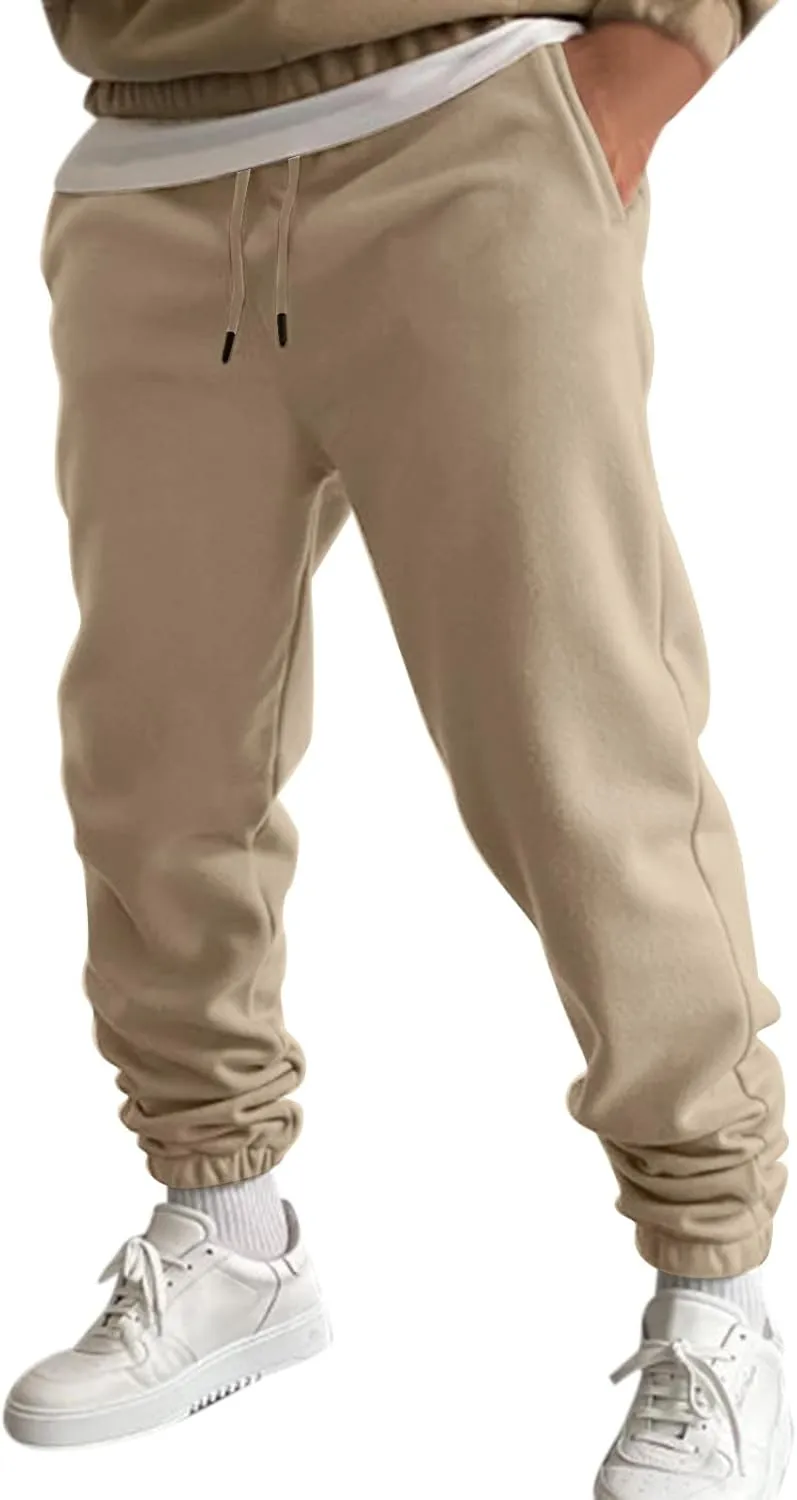 Mens Sweatpants with Pockets Big and Tall Joggers Cotton Drawstring Chino Cargo Pants Hiking Outdoor Twill Track Pants