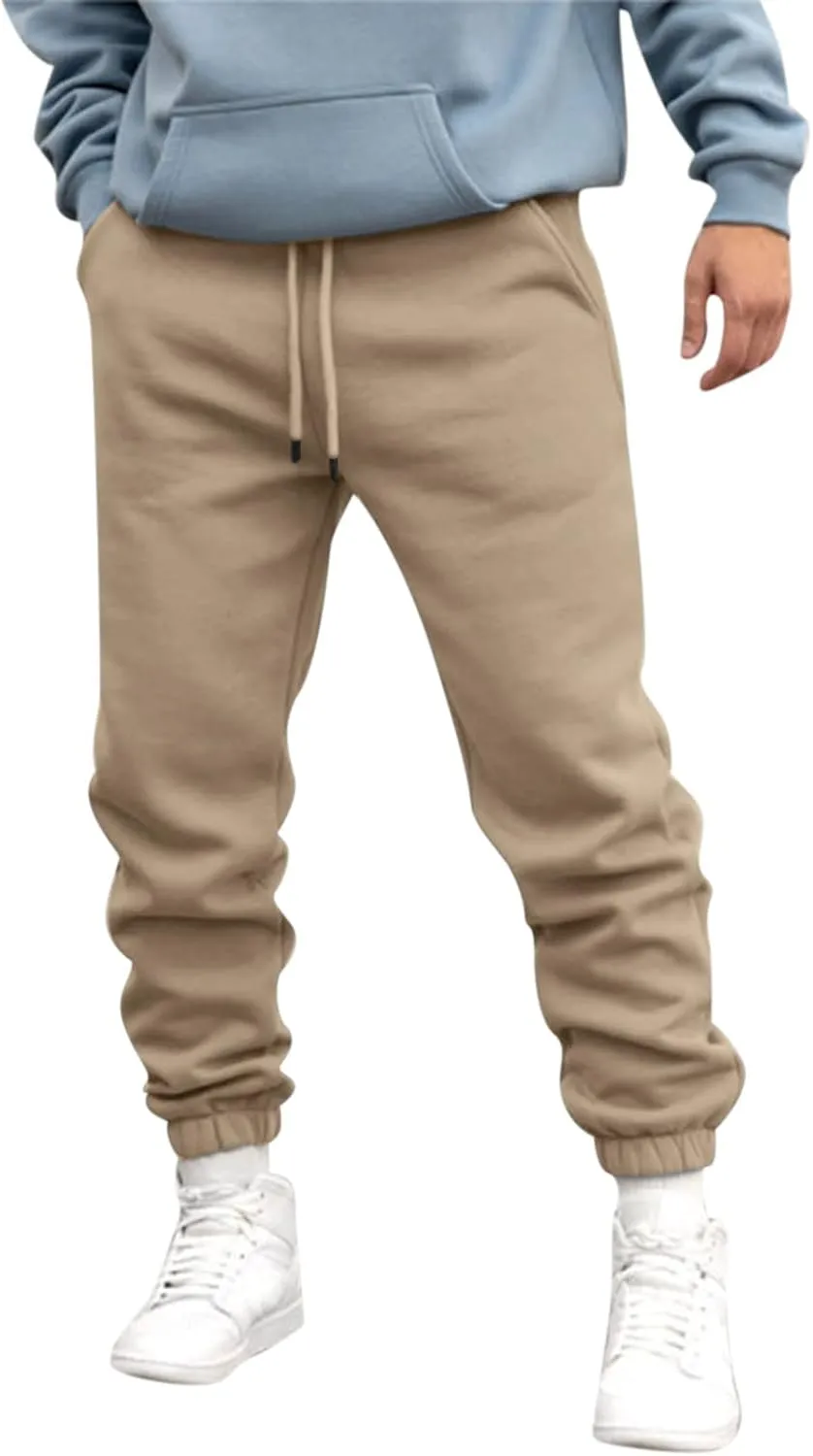 Mens Sweatpants with Pockets Big and Tall Joggers Cotton Drawstring Chino Cargo Pants Hiking Outdoor Twill Track Pants