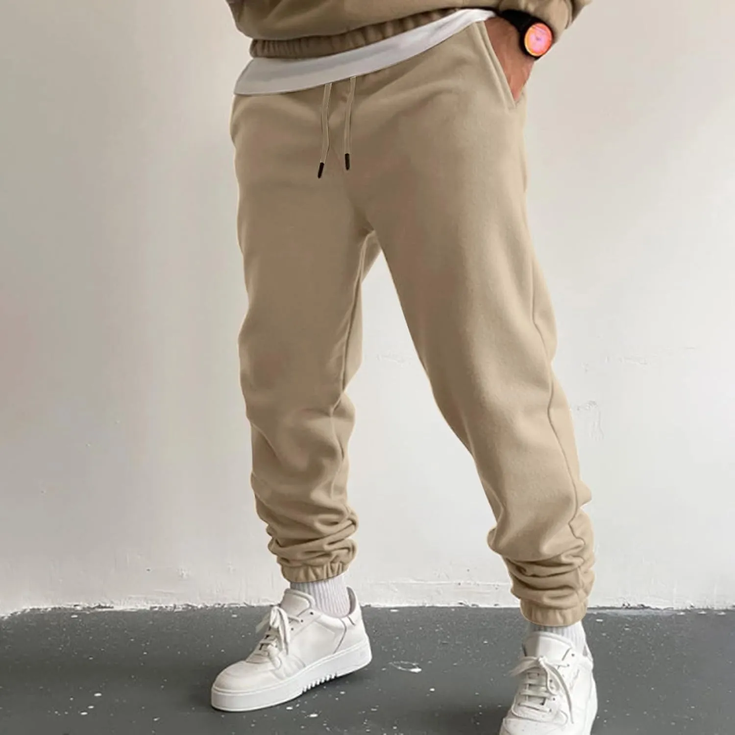 Mens Sweatpants with Pockets Big and Tall Joggers Cotton Drawstring Chino Cargo Pants Hiking Outdoor Twill Track Pants
