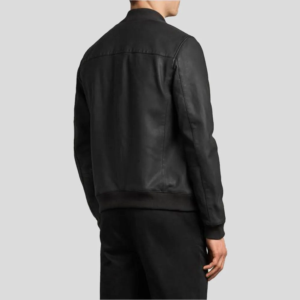 Porf Black Bomber Leather Jacket