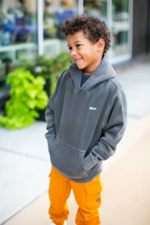 Roman & Leo - Boys MVP Pigment Dyed Hoodie in Charcoal