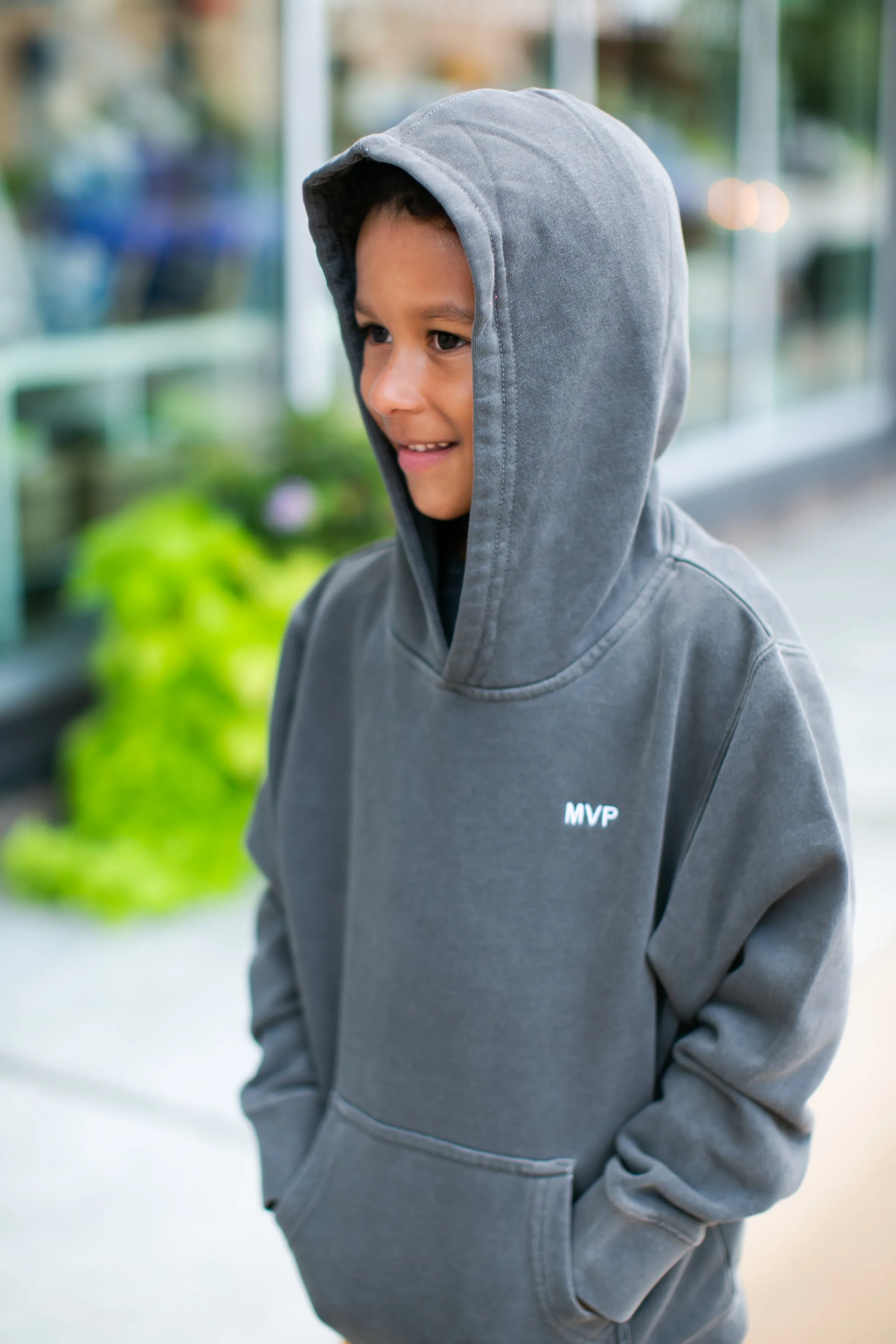 Roman & Leo - Boys MVP Pigment Dyed Hoodie in Charcoal