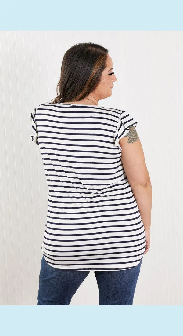Sew In Love Illuminate the Way Full Size Striped Tee in Navy