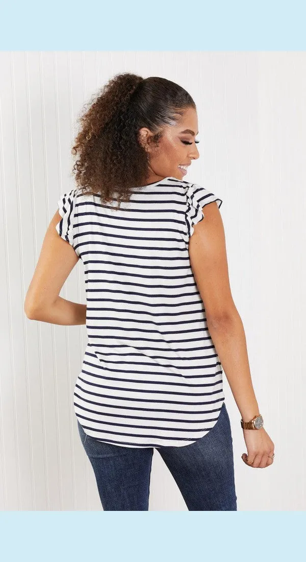 Sew In Love Illuminate the Way Full Size Striped Tee in Navy