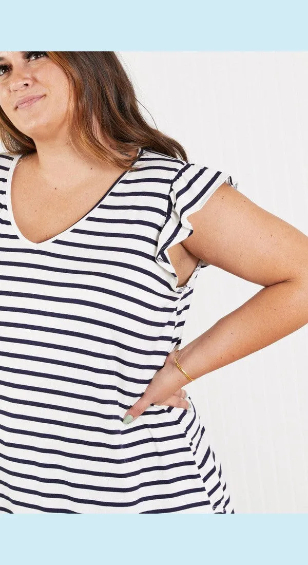 Sew In Love Illuminate the Way Full Size Striped Tee in Navy