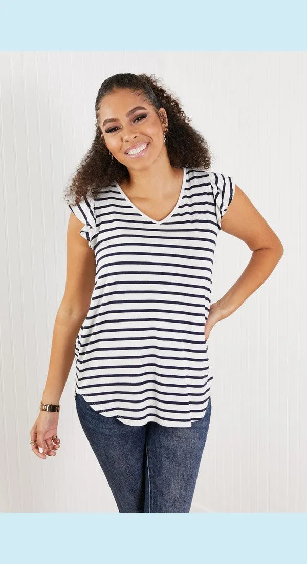 Sew In Love Illuminate the Way Full Size Striped Tee in Navy
