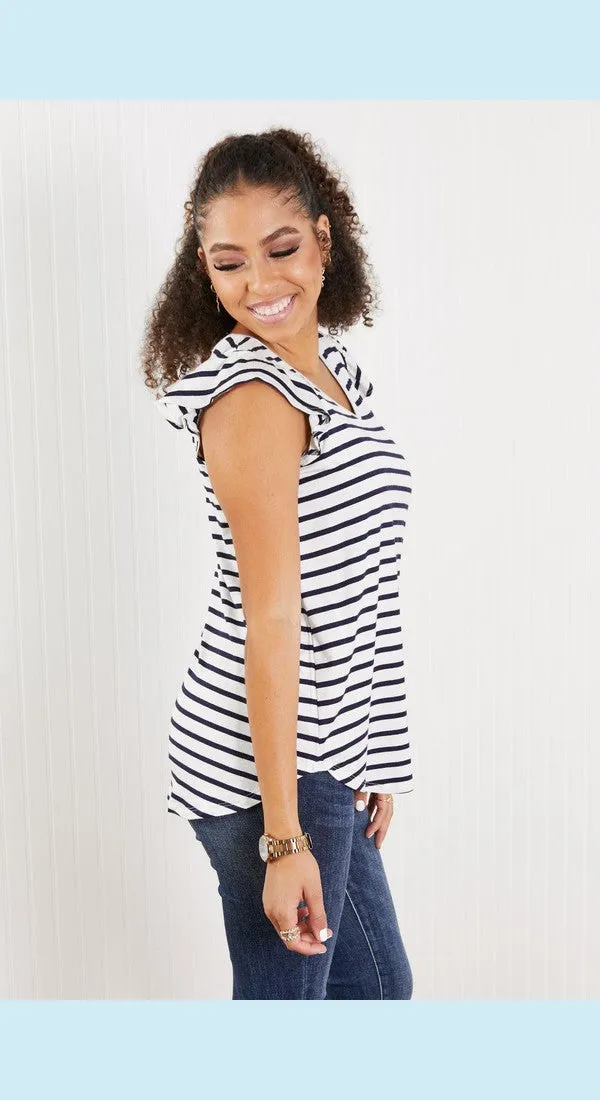 Sew In Love Illuminate the Way Full Size Striped Tee in Navy