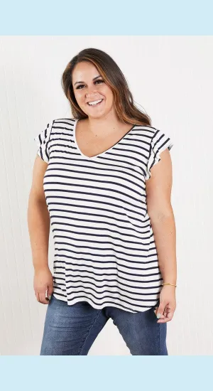 Sew In Love Illuminate the Way Full Size Striped Tee in Navy