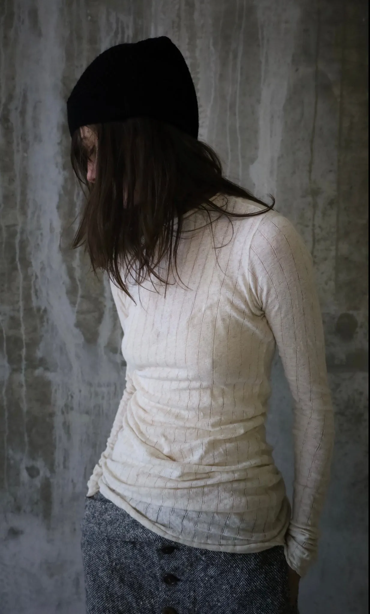 SHEER COTTON LONG SLEEVE TOP