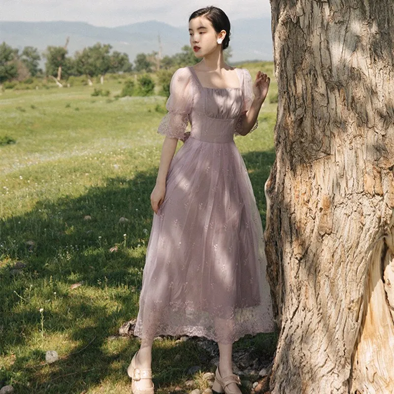 Summer Mesh Graceful Lace Fairy Dress