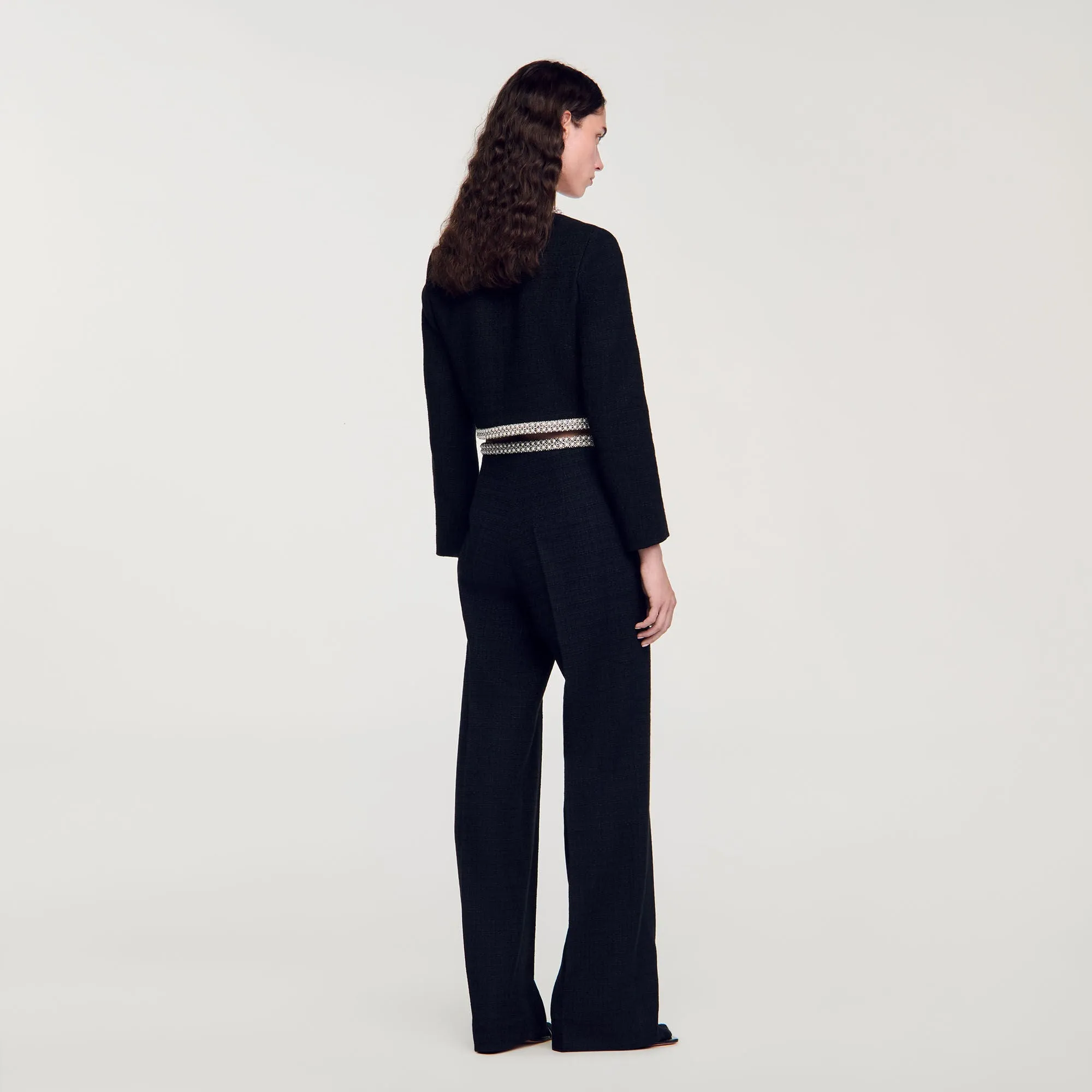 Vaya High-Waisted Tweed Trousers Black