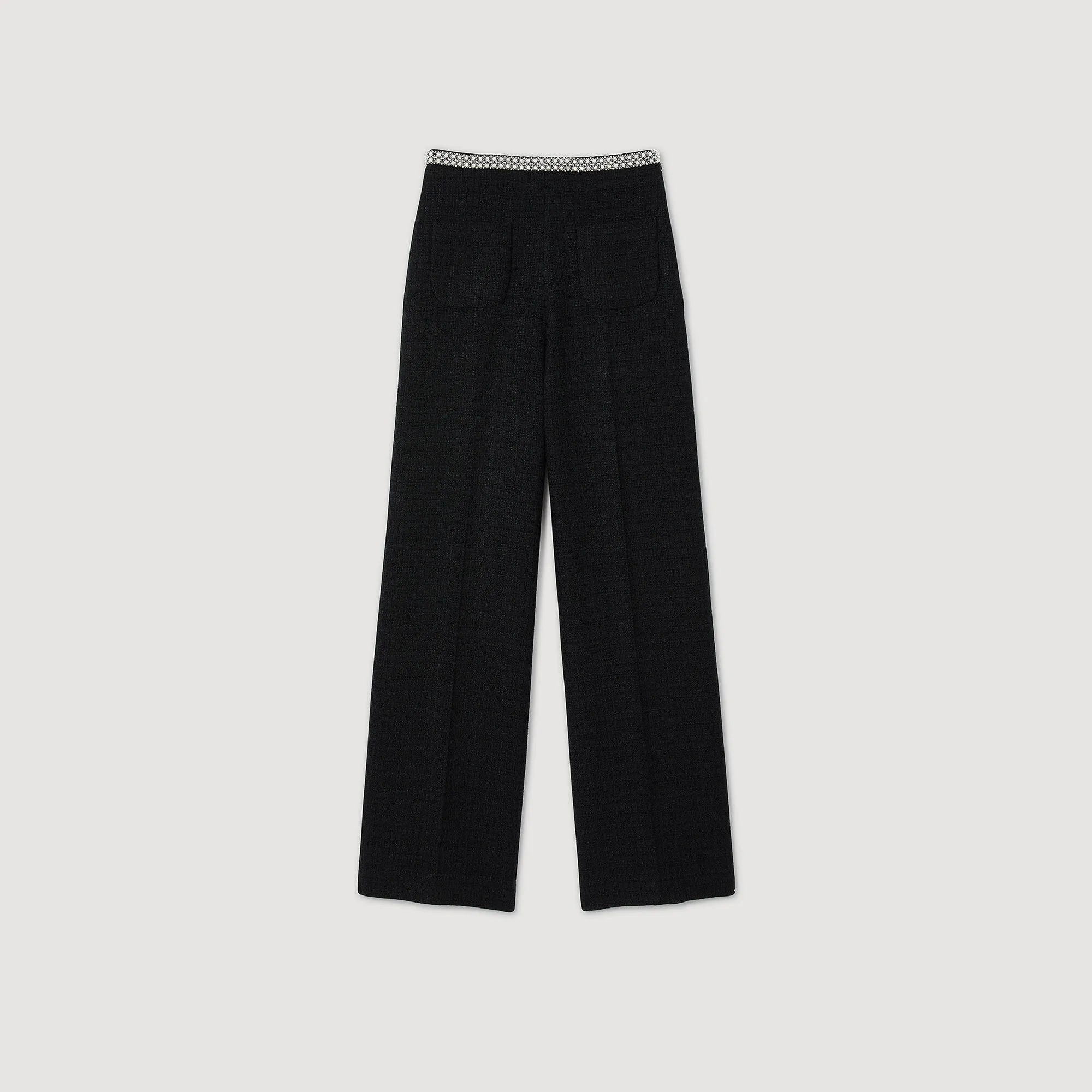 Vaya High-Waisted Tweed Trousers Black