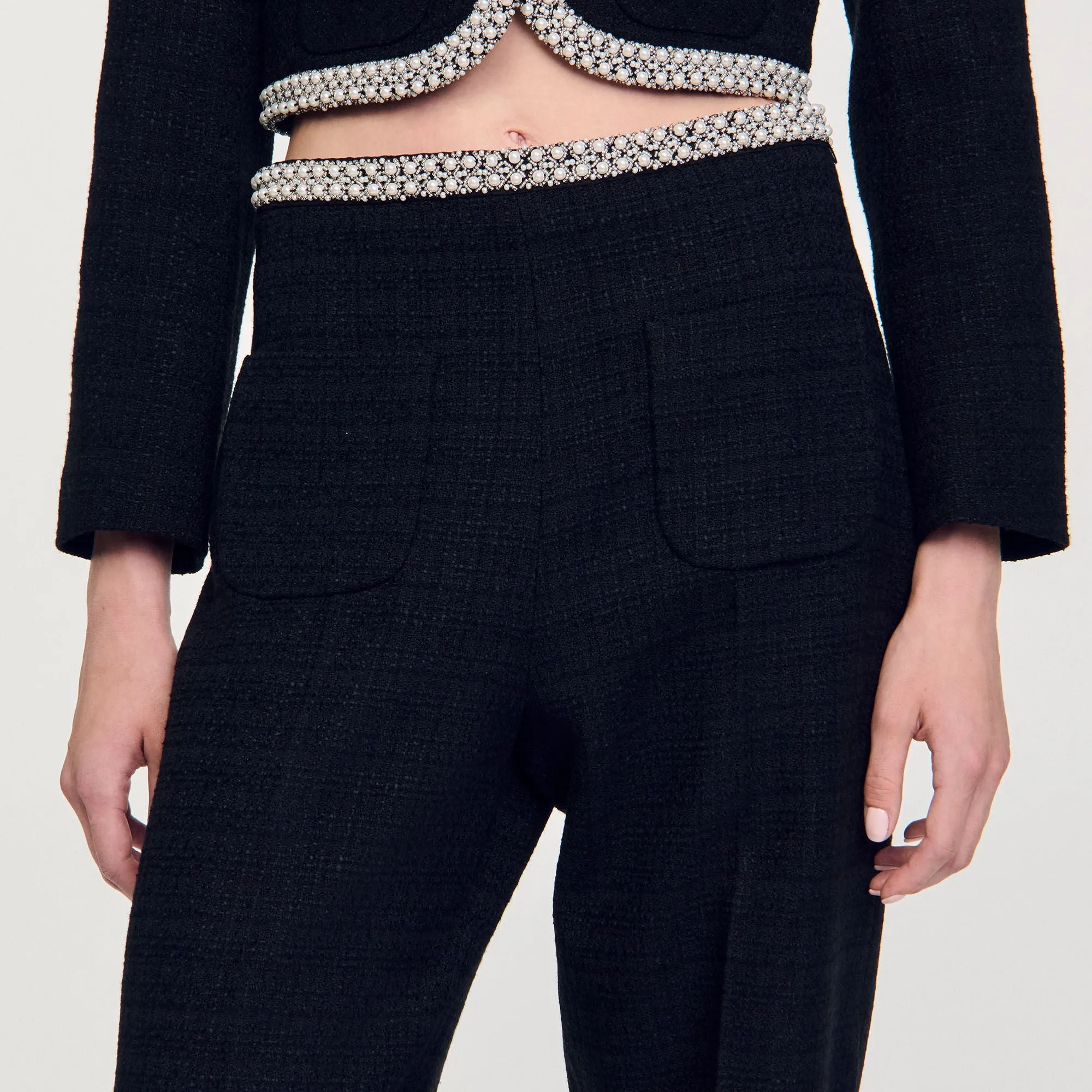 Vaya High-Waisted Tweed Trousers Black