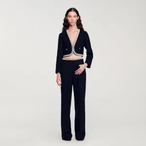 Vaya High-Waisted Tweed Trousers Black