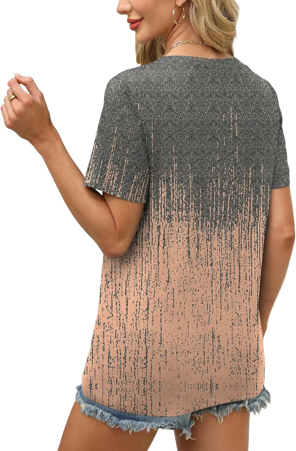 WEESO Womens Tops Summer Short Sleeve V Neck Blouses Business Casual Loose Fit Tshirts Trendy Fashion Outfits