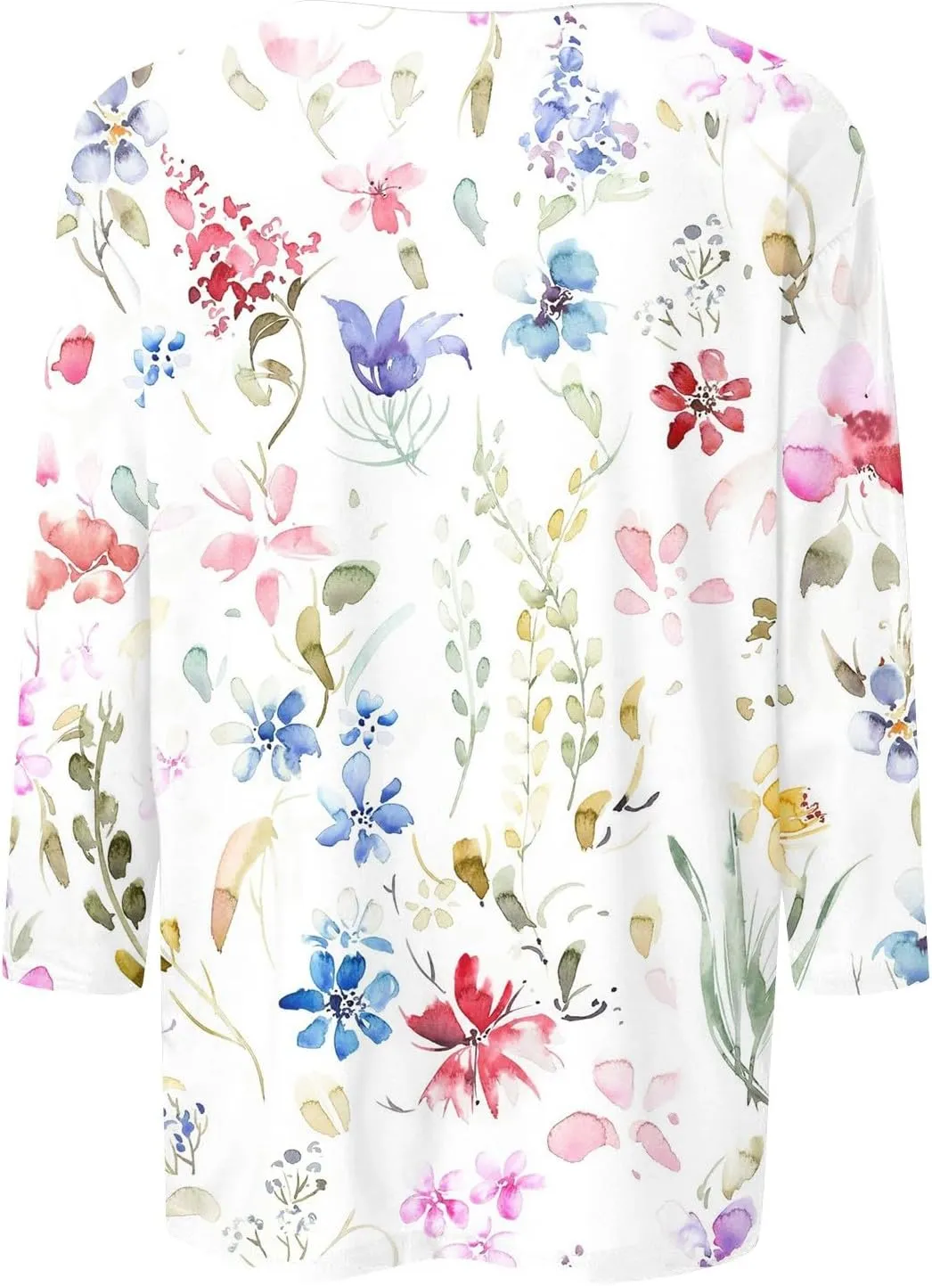 Womens 3/4 Length Sleeve Tops Crew Neck Shirts Casual Trendy Floral Print Blouses Tunic Spring Summer Top