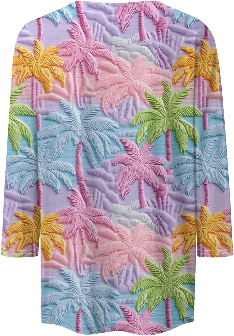 Womens 3/4 Length Sleeve Tops Crew Neck Shirts Casual Trendy Floral Print Blouses Tunic Spring Summer Top