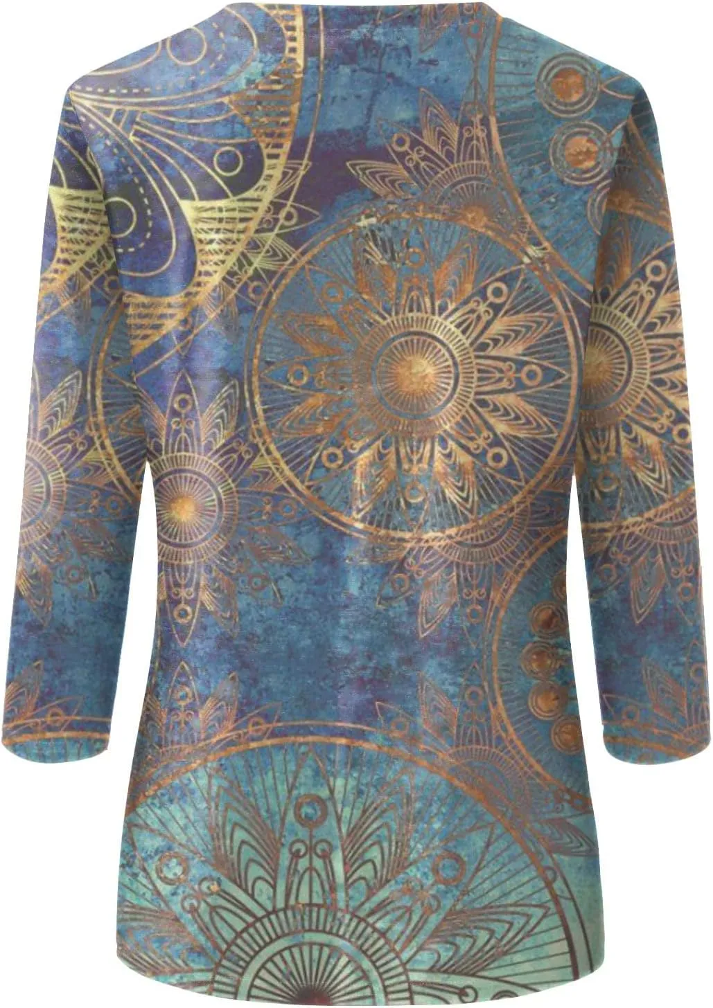 Womens 3/4 Length Sleeve Tops Crew Neck Shirts Casual Trendy Floral Print Blouses Tunic Spring Summer Top